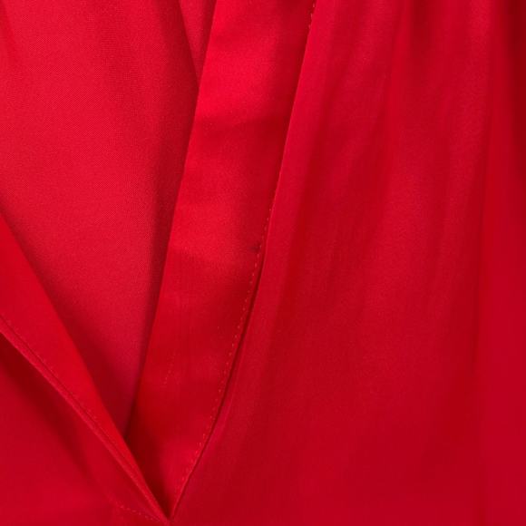 ZADIG AND VOLTAIRE Tink Satin Shirt Womens Medium Red Long Sleeve Split Neck Top - Picture 12 of 16